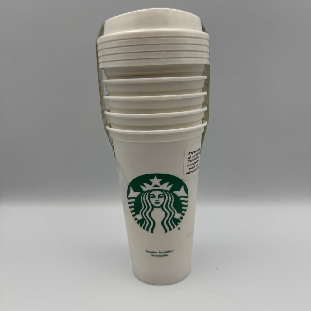 Starbucks Reusable To-Go Cups 16oz White 5-Pack Microwave Safe‎ BPA-Free